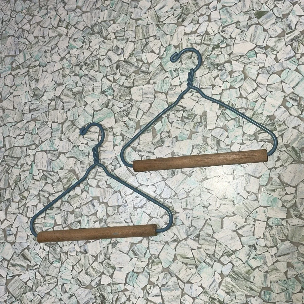 Pair Of Vintage Doll‎ Clothes Hangers Metal And Wood